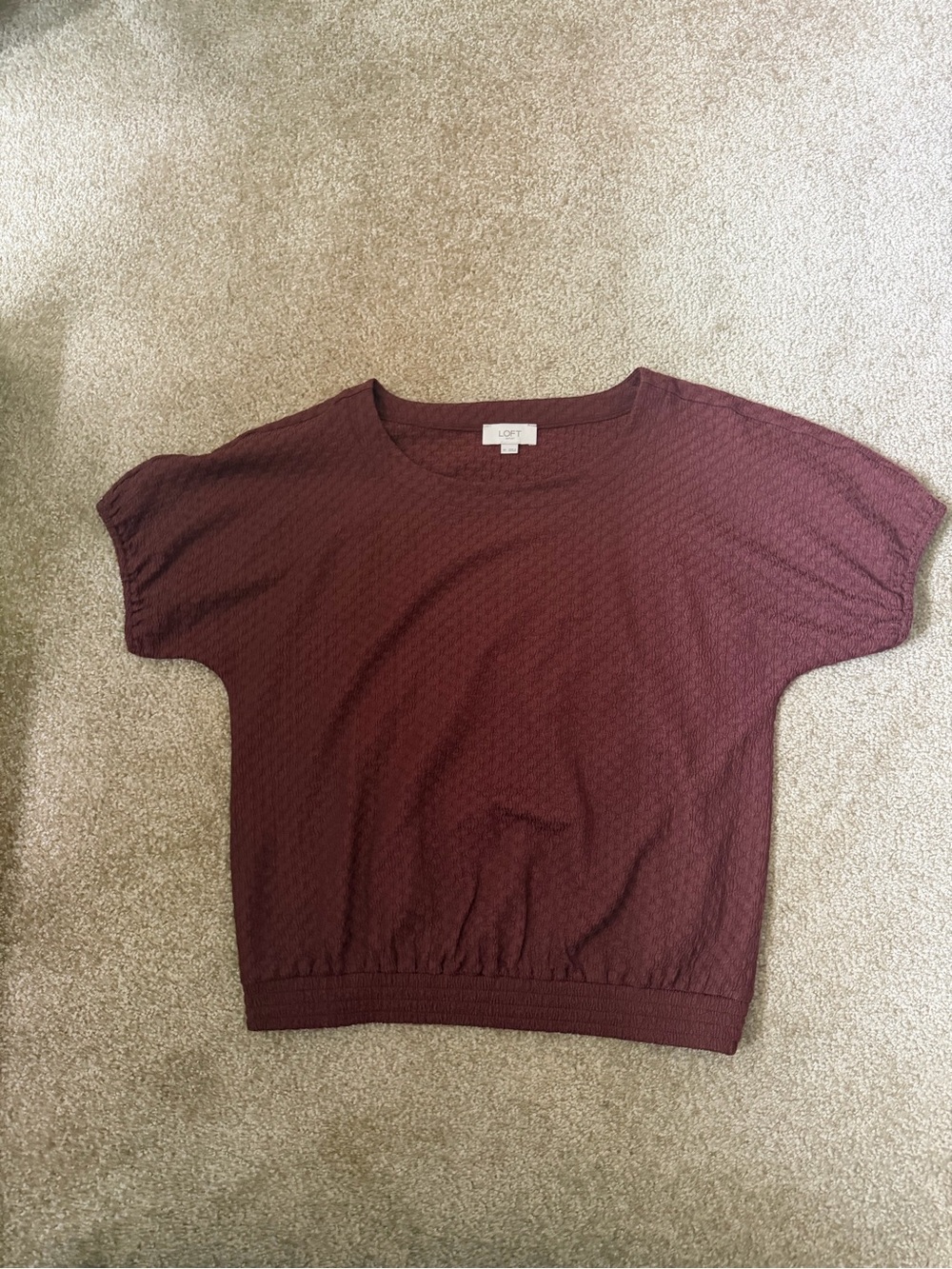 LOFT Burgundy Short-Sleeve Knit Tee